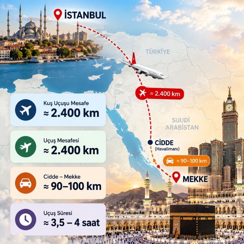 İstanbul Mekke Arası Kaç Km?